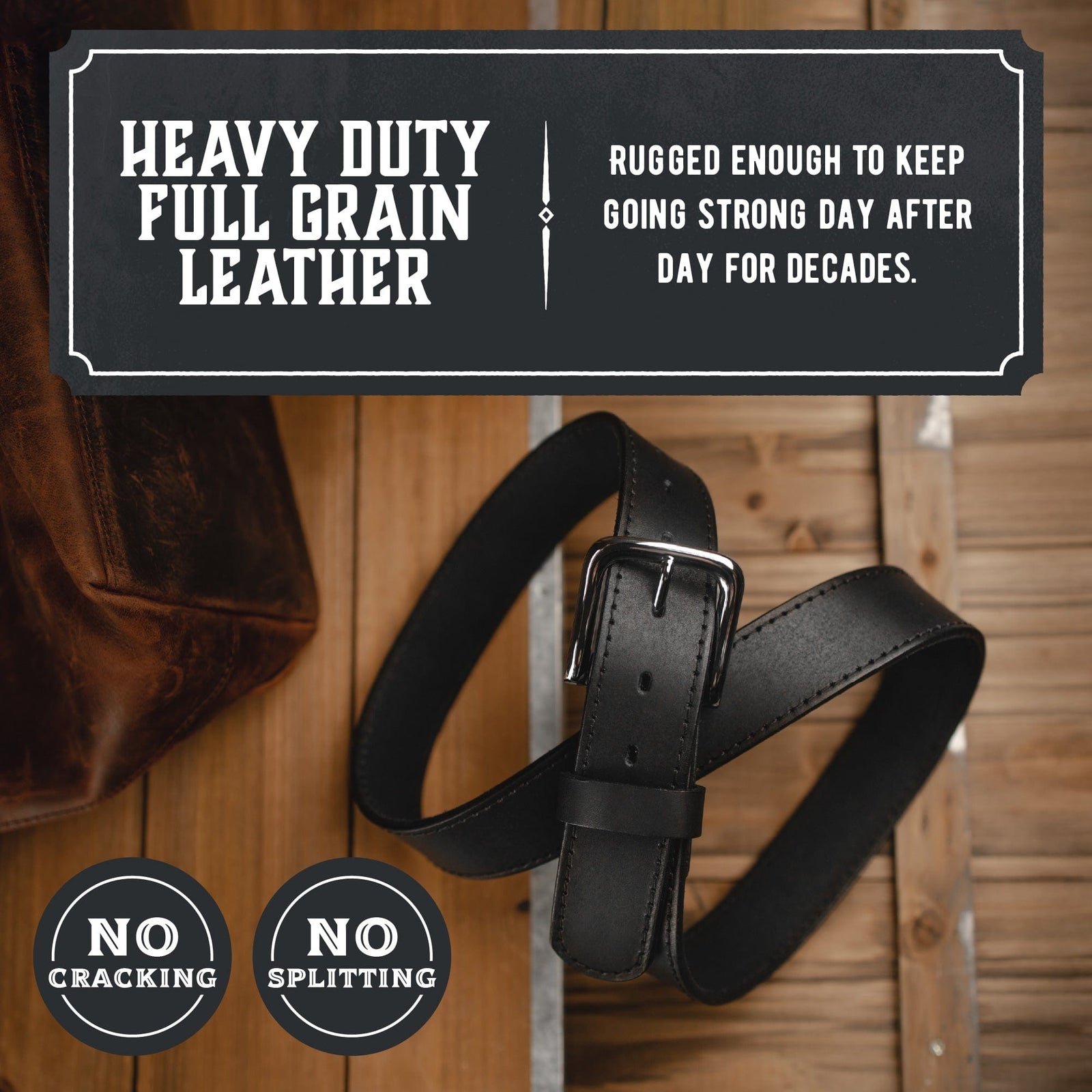 Main Street Forge Belt The Foreman Leather Belt | Made in USA | Full Grain Leather | Men's Belt | 1.5 Inch Width