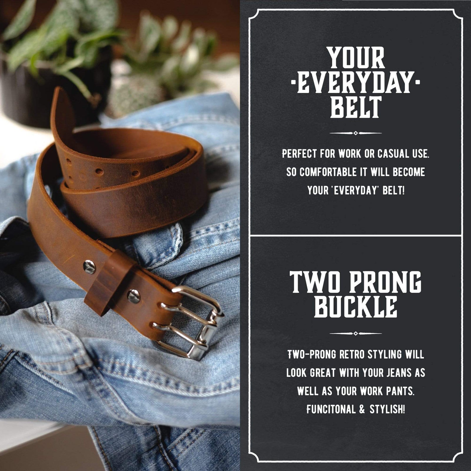 Main Street Forge Belt 32 / Bootlegger Brown The Double Down Belt | Made in USA | Full Grain Leather | Men's Belt 816895025260
