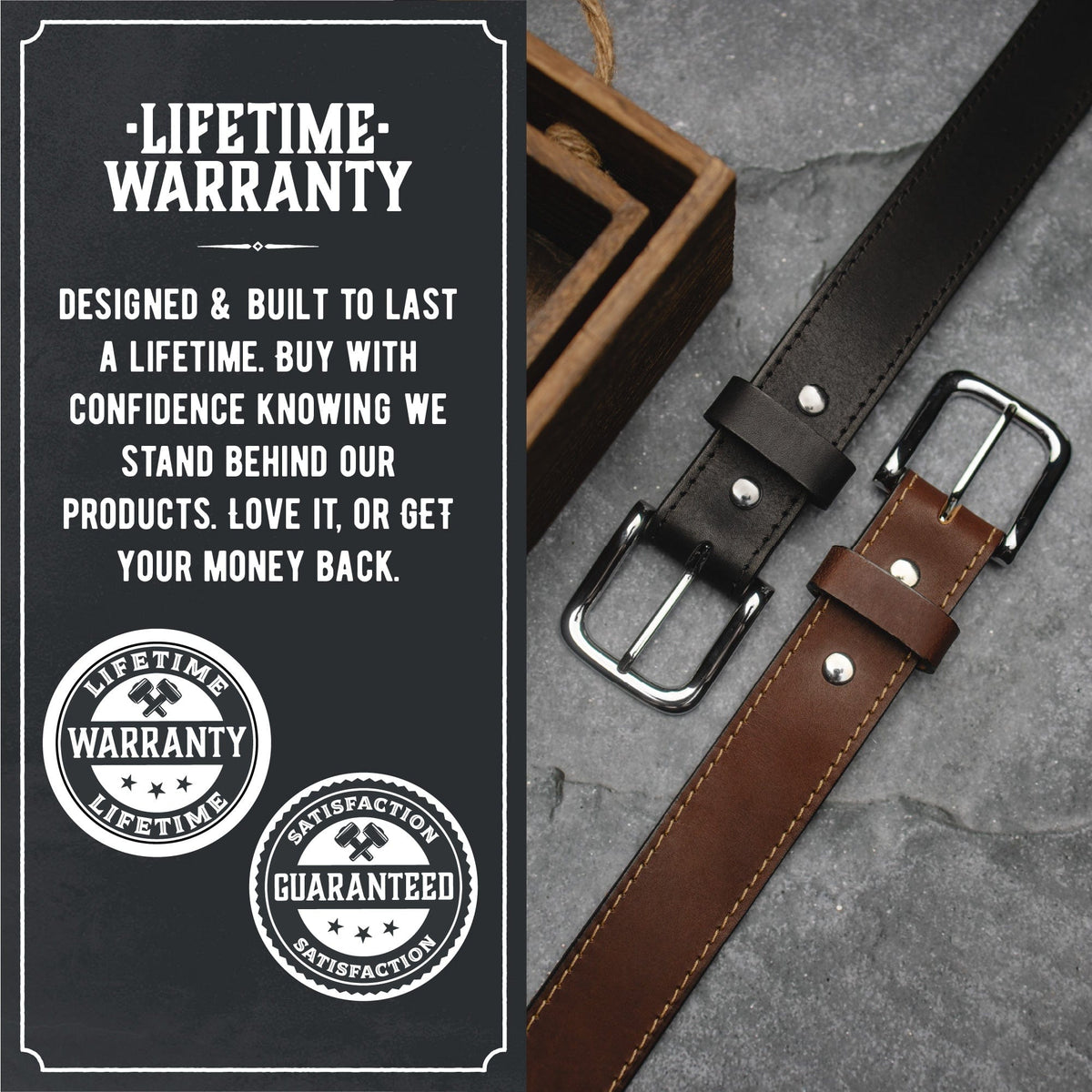 Main Street Forge Belt The Foreman Leather Belt | Made in USA | Full Grain Leather | Men's Belt | 1.5 Inch Width