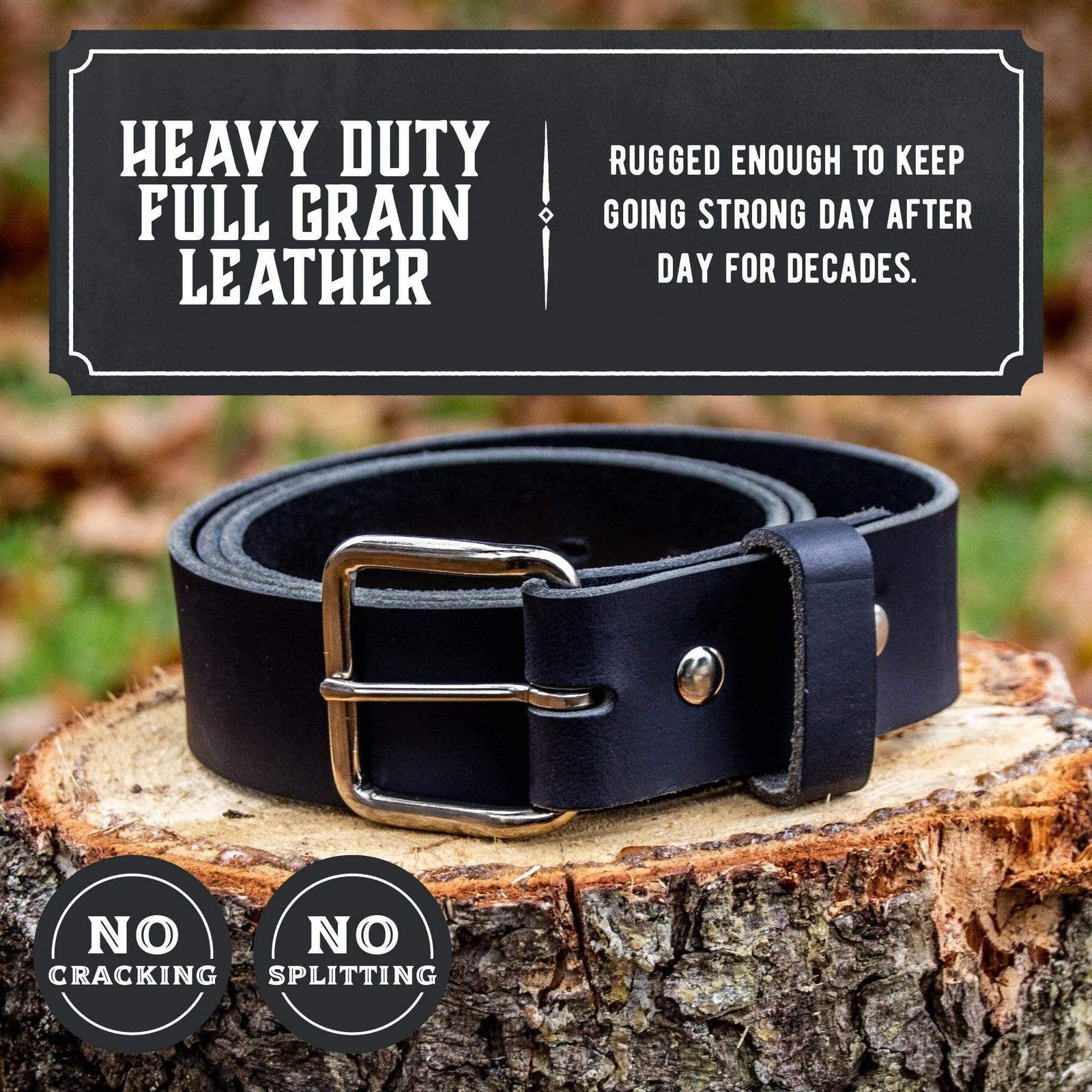 Main Street Forge Belt 32 / Journeyman Black The Journeyman Leather Belt | Made in USA | Full Grain Leather Mens Belt 816895021767